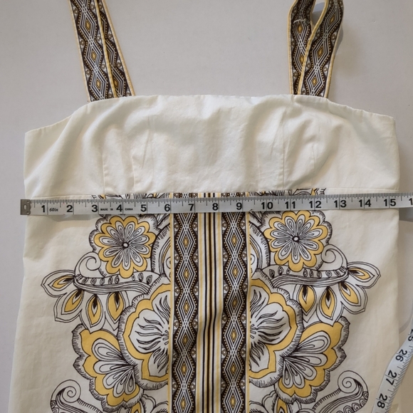 Ann Taylor Loft Cream And Brown Floral  Sleeveless Dress , Size 6p - Picture 5 of 6